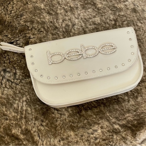 Y2K Bebe White Rhinestone belt bag fanny bag - Picture 1 of 13
